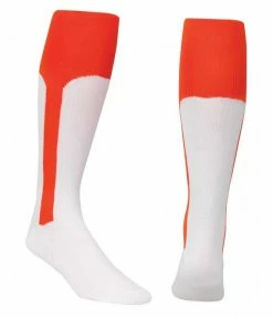 Score Sports White/Orange Knit Stirrup No.8110 Baseball Socks Hockey