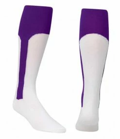 Hockey Score Sports White/Purple Knit Stirrup No.8110 Baseball Socks
