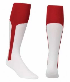 Hockey Score Sports White/Red Knit Stirrup No.8110 Baseball Socks