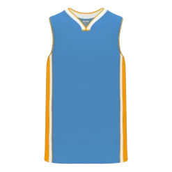Athletic (AK) Knit Athletic Knit (AK) B1715A-473 Adult Sky Blue/Gold/White Pro Basketball Jersey Hockey