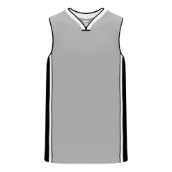 Athletic (AK) Knit Athletic Knit (AK) B1715A-973 Adult Grey/Black/White Pro Basketball Jersey Hockey