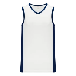 Athletic (AK) Knit Athletic Knit (AK) B2115M-217 Mens White/Navy Pro Basketball Jersey Hockey