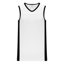 Athletic (AK) Knit Athletic Knit (AK) B2115M-222 Mens White/Black Pro Basketball Jersey Hockey