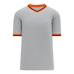 Athletic (AK) Knit Athletic Knit (AK) BA1333A-111 Adult Grey/Orange/Black Pullover Baseball Jersey