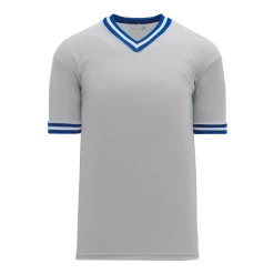 Athletic (AK) Knit Athletic Knit (AK) BA1333Y-450 Youth Grey/Royal Blue/White Pullover Baseball Jersey