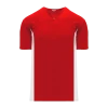 Athletic (AK) Knit Hockey Athletic Knit (AK) BA1343A-208 Adult Red/White One-Button Baseball Jersey