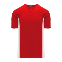 Athletic (AK) Knit Hockey Athletic Knit (AK) BA1343A-208 Adult Red/White One-Button Baseball Jersey