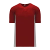 Athletic (AK) Knit Hockey Athletic Knit (AK) BA1343A-246 Adult AV Red/Grey One-Button Baseball Jersey