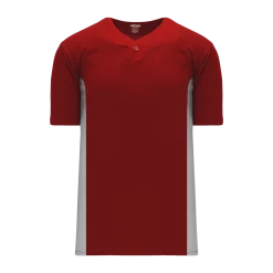 Athletic (AK) Knit Hockey Athletic Knit (AK) BA1343A-246 Adult AV Red/Grey One-Button Baseball Jersey
