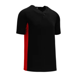 Athletic (AK) Knit Athletic Knit (AK) BA1343Y-249 Youth Black/Red One-Button Baseball Jersey Hockey