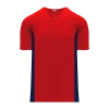 Athletic (AK) Knit Athletic Knit (AK) BA1343A-268 Adult Red/Navy One-Button Baseball Jersey
