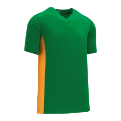 Athletic (AK) Knit Hockey Athletic Knit (AK) BA1343A-278 Adult Kelly Green/Gold One-Button Baseball Jersey