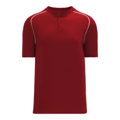 Athletic (AK) Knit Athletic Knit (AK) BA1344A-250 Adult AV Red/White Two-Button Baseball Jersey