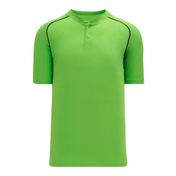 Athletic (AK) Knit Athletic Knit (AK) BA1344A-269 Adult Lime Green/Black Two-Button Baseball Jersey Hockey