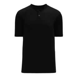 Athletic (AK) Knit Athletic Knit (AK) BA1347A-001 Adult Black Two-Button Baseball Jersey Hockey