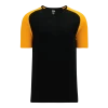Athletic (AK) Knit Athletic Knit (AK) BA1375M-212 Mens Black/Gold Pullover Baseball Jersey