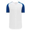 Athletic (AK) Knit Athletic Knit (AK) BA1875A-207 Adult White/Royal Blue Full Button Baseball Jersey Hockey