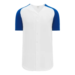 Athletic (AK) Knit Athletic Knit (AK) BA1875A-207 Adult White/Royal Blue Full Button Baseball Jersey Hockey