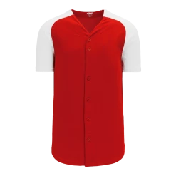 Athletic (AK) Knit Athletic Knit (AK) BA1875Y-208 Youth Red/White Full Button Baseball Jersey Hockey