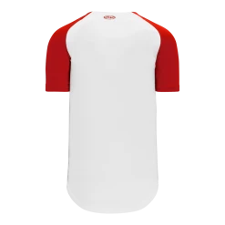 Athletic (AK) Knit Hockey Athletic Knit (AK) BA1875A-209 Adult White/Red Full Button Baseball Jersey