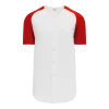 Athletic (AK) Knit Hockey Athletic Knit (AK) BA1875A-209 Adult White/Red Full Button Baseball Jersey