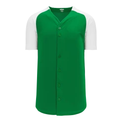 Athletic (AK) Knit Athletic Knit (AK) BA1875A-210 Adult Kelly Green/White Full Button Baseball Jersey Hockey