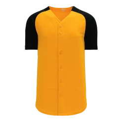 Athletic (AK) Knit Hockey Athletic Knit (AK) BA1875A-213 Adult Gold/Black Full Button Baseball Jersey