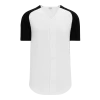 Athletic (AK) Knit Hockey Athletic Knit (AK) BA1875A-222 Adult White/Black Full Button Baseball Jersey