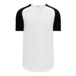 Athletic (AK) Knit Hockey Athletic Knit (AK) BA1875A-222 Adult White/Black Full Button Baseball Jersey