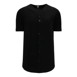 Athletic (AK) Knit Athletic Knit (AK) BA5200M-001 Mens Black Full Button Baseball Jersey