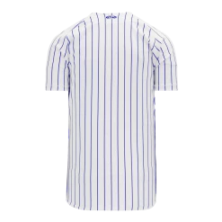 Athletic (AK) Knit Athletic Knit (AK) BA524A-207 Adult White/Royal Blue Pinstripe Full Button Baseball Jersey Hockey