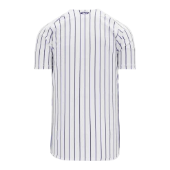 Athletic (AK) Knit Athletic Knit (AK) BA524A-217 Adult White/Navy Pinstripe Full Button Baseball Jersey