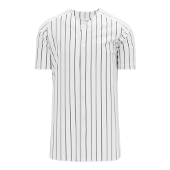 Athletic (AK) Knit Athletic Knit (AK) BA524A-222 Adult White/Black Pinstripe Full Button Baseball Jersey