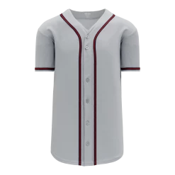 Athletic (AK) Knit Hockey Athletic Knit (AK) BA5500A-ATL599 Atlanta Adult Grey Full Button Baseball Jersey