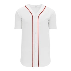 Athletic (AK) Knit Athletic Knit (AK) BA5500A-BOS584 Boston White Adult Full Button Baseball Jersey