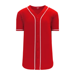 Athletic (AK) Knit Athletic Knit (AK) BA5500A-CIN698 Cincinnati Red Adult Full Button Baseball Jersey Hockey