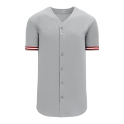 Athletic (AK) Knit Athletic Knit (AK) BA5500A-CIN699 Cincinnati Grey Adult Full Button Baseball Jersey