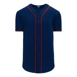 Athletic (AK) Knit Hockey Athletic Knit (AK) BA5500A-MIN697 Minnesota Navy Adult Full Button Baseball Jersey