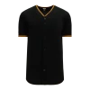 Athletic (AK) Knit Athletic Knit (AK) BA5500A-PIT578 Pittsburgh Black Adult Full Button Baseball Jersey