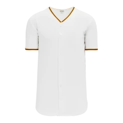 Athletic (AK) Knit Athletic Knit (AK) BA5500Y-PIT579 Pittsburgh White Youth Full Button Baseball Jersey Hockey