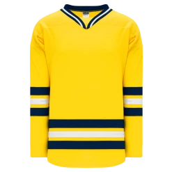 Athletic (AK) Knit Athletic Knit (AK) H550BA-MIC788B New Adult 2011 University Of Michigan Wolverines Maize Hockey Jersey