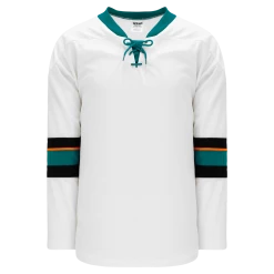 Athletic (AK) Knit Athletic Knit (AK) H550BA-SAN467B Adult 2013 San Jose Sharks White Hockey Jersey
