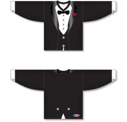 Athletic (AK) Knit Athletic Knit (AK) H550CA-TUX795C Adult Sublimated Black Tuxedo Hockey Jersey