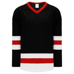 Athletic (AK) Knit Athletic Knit (AK) H6500A-348 Adult Black/White/Red League Hockey Jersey