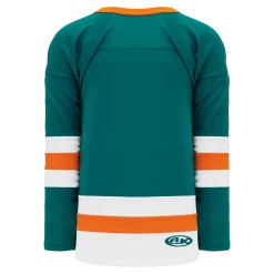 Athletic (AK) Knit Athletic Knit (AK) H6500A-458 Adult Pacific Teal/White/Orange League Hockey Jersey