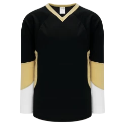 Athletic (AK) Knit Athletic Knit (AK) H6600A-628 Adult Black/White/Vegas Gold League Hockey Jersey