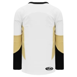 Athletic (AK) Knit Athletic Knit (AK) H6600Y-629 Youth White/Black/Vegas Gold League Hockey Jersey