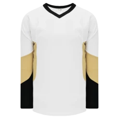 Athletic (AK) Knit Athletic Knit (AK) H6600Y-629 Youth White/Black/Vegas Gold League Hockey Jersey