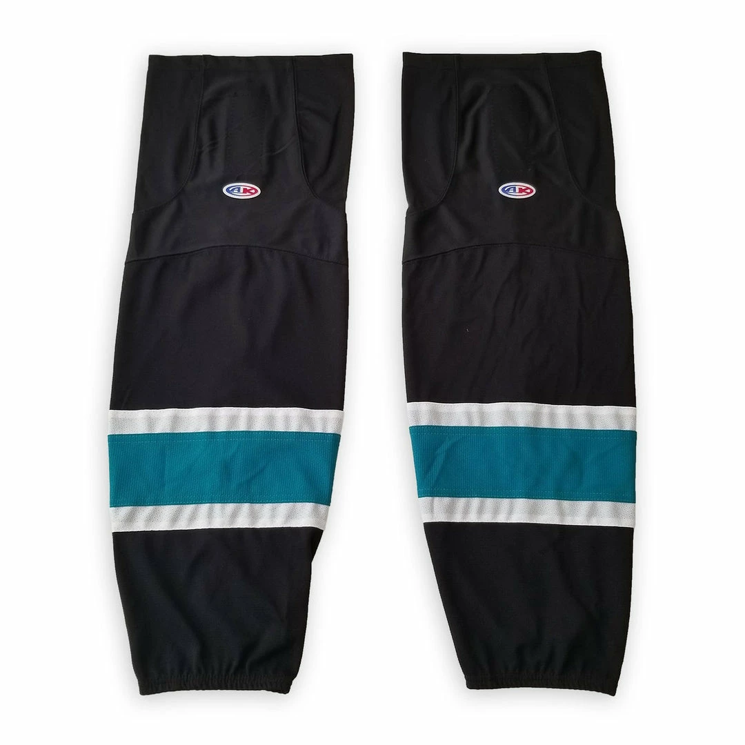 Athletic (AK) Knit Athletic Knit (AK) HS2100-634 2008 San Jose Sharks Third Black Mesh Ice Hockey Socks 5 Athletic (AK) Knit Athletic Knit (AK) HS2100-634 2008 San Jose Sharks Third Black Mesh Ice Hockey Socks