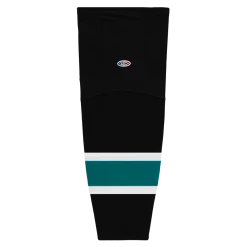 Athletic (AK) Knit Athletic Knit (AK) HS2100-634 2008 San Jose Sharks Third Black Mesh Ice Hockey Socks